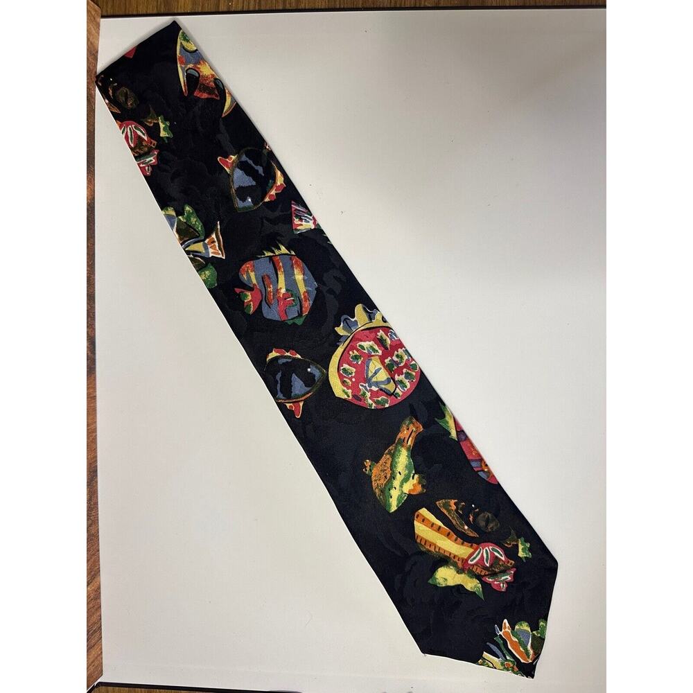 MARTIN WONG Napa Silk Tie Men's Fish Aquarium Koi Abstract Watercolor Necktie